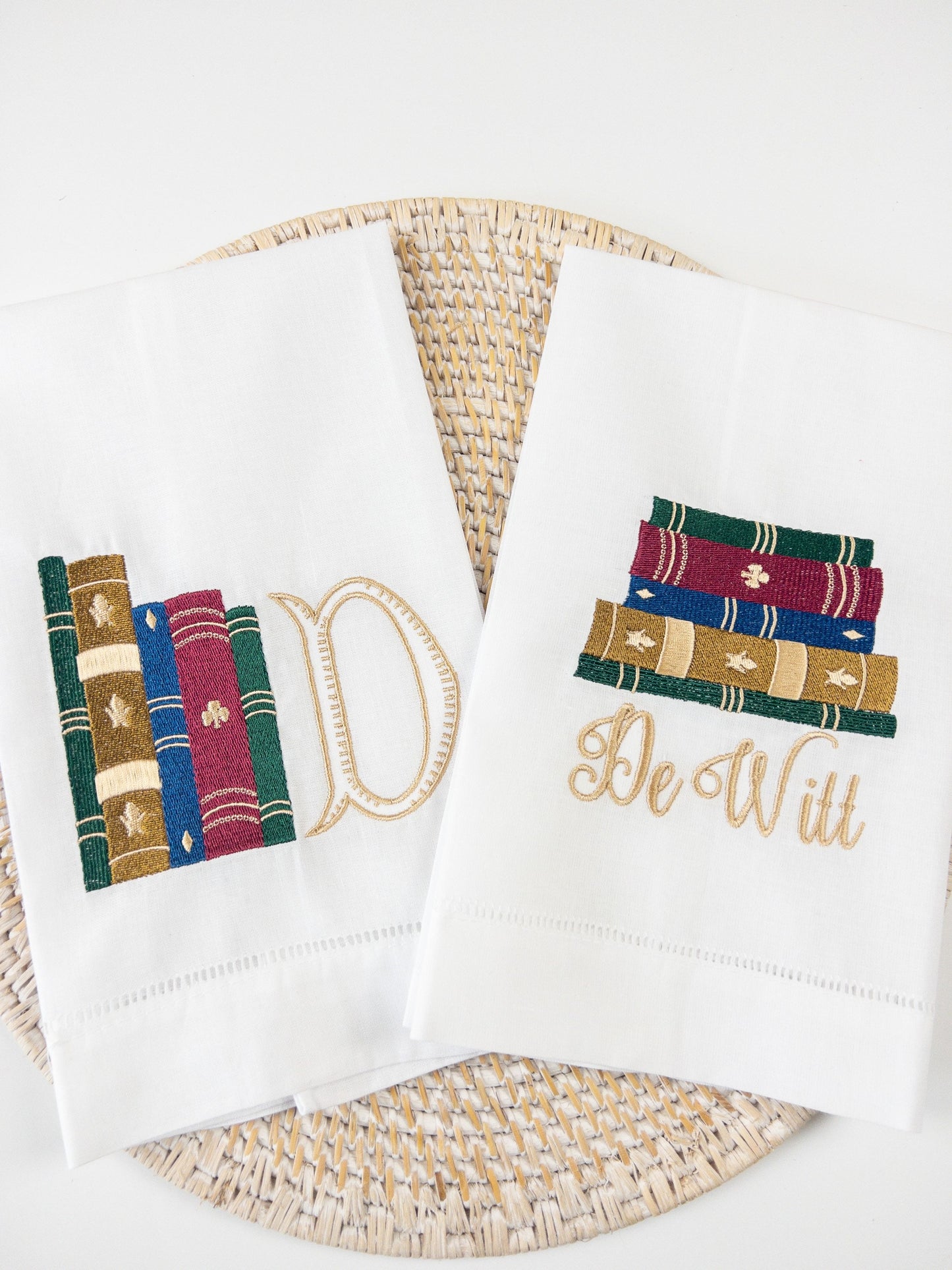Personalized Book Linen Hand Towel, Monogrammed Library Hand Towel