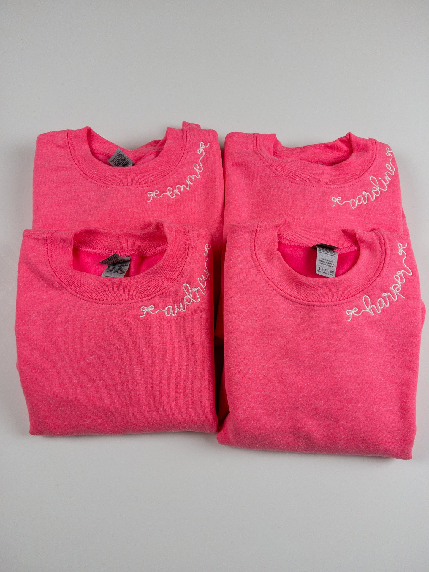 Girls Custom Embroidered Neckline Sweatshirt #117, Personalized Name Sweatshirt , Kids Embroidered Sweatshirt, Girls Monogram Sweatshirt