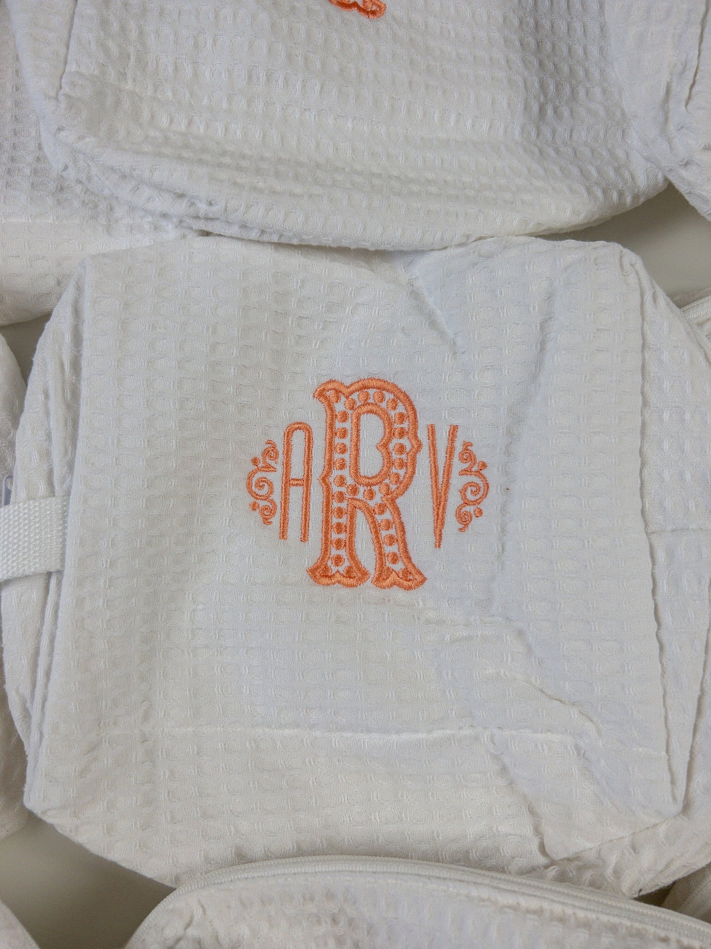 Monogrammed Waffle Weave Toiletry Bag, Waffle Wave Makeup Bag, Monogrammed Cosmetic Bag