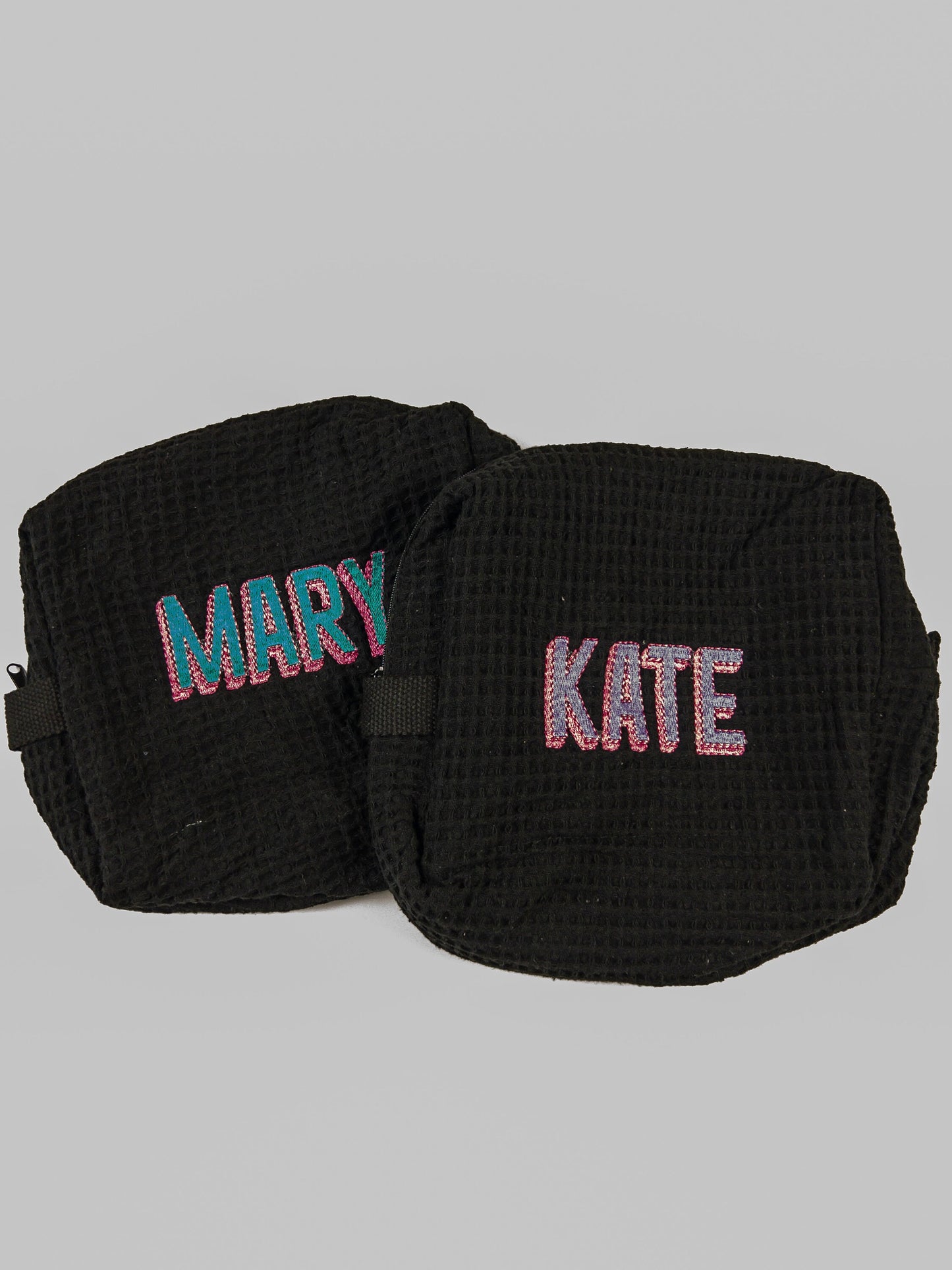 Kids Zippered Stuff Bag, Personalized Zippered Pouch, Kids Toiletry Bag, Children's White Waffle Weave Dopp Kit