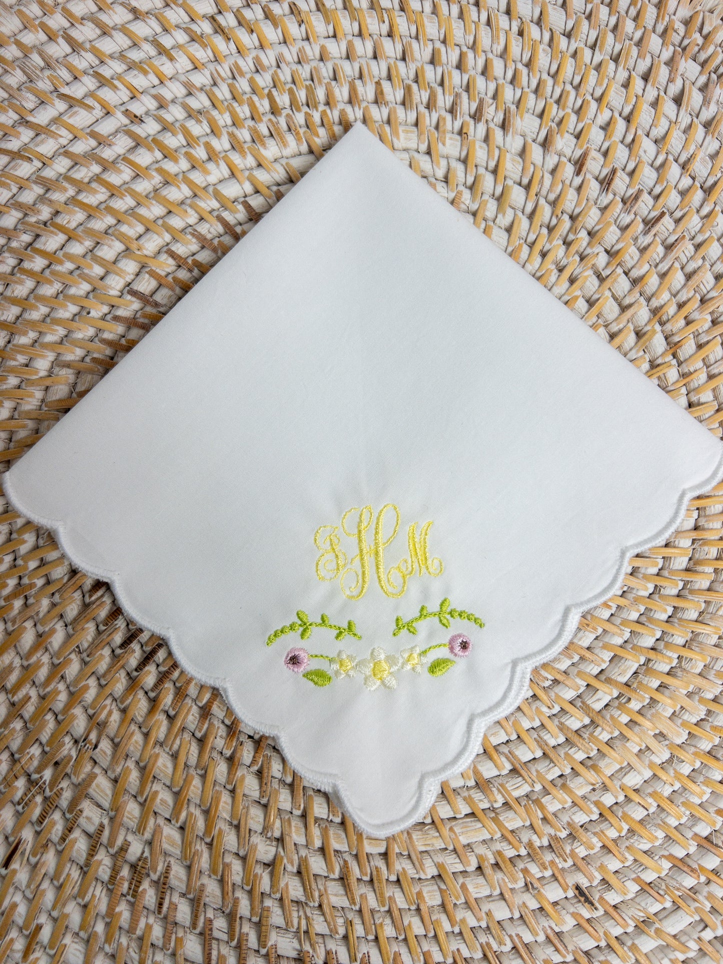 Monogrammed Daisy Handkerchief