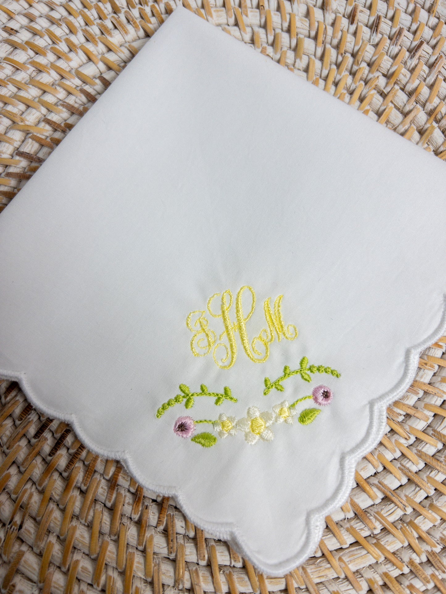 Monogrammed Daisy Handkerchief