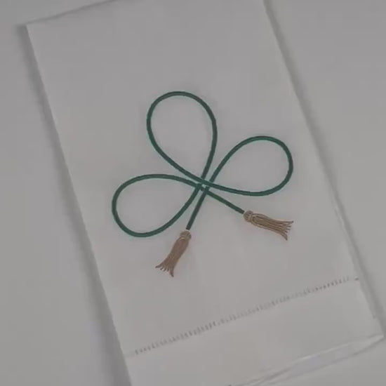Shamrock Linen Hand Towel, St. Patrick's Day Finger tip towel, St. Patrick's Day Hostess Gift
