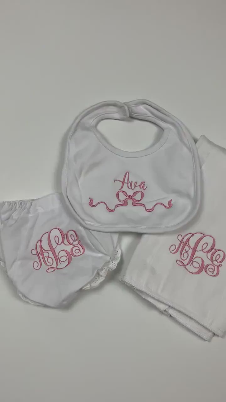 Baby Girl Monogrammed Burp Cloth, Girl's Personalized Burp Cloth
