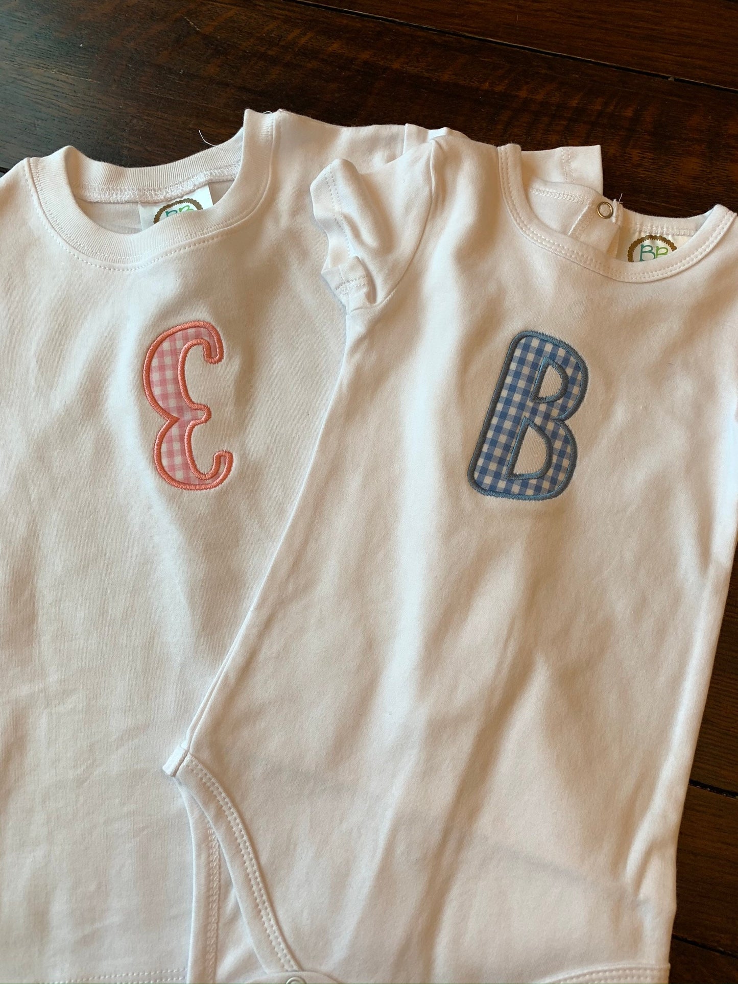 Personalized Initial Applique Baby Bodysuit - Monogrammed Body Suit for Baby