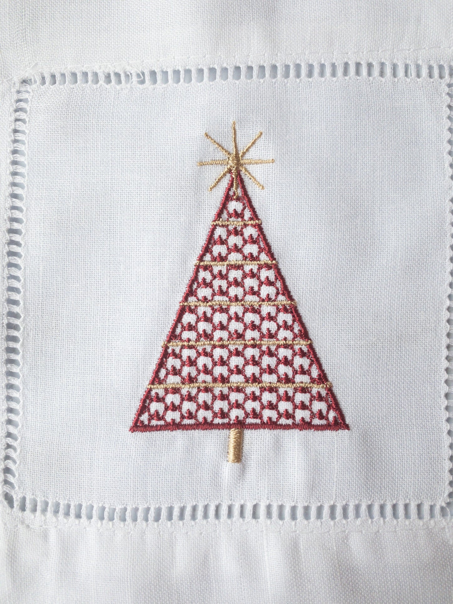 Embroidered Christmas Tree Cocktail Napkin Set , Christmas Drink Napkins #112