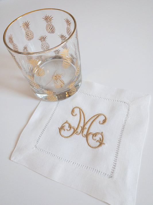 Monogrammed Linen Cocktail Napkins #115