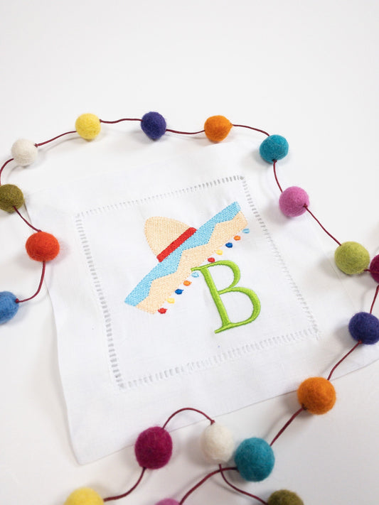 Monogrammed Cinco De Mayo Sombrero Hat Cocktail Napkin
