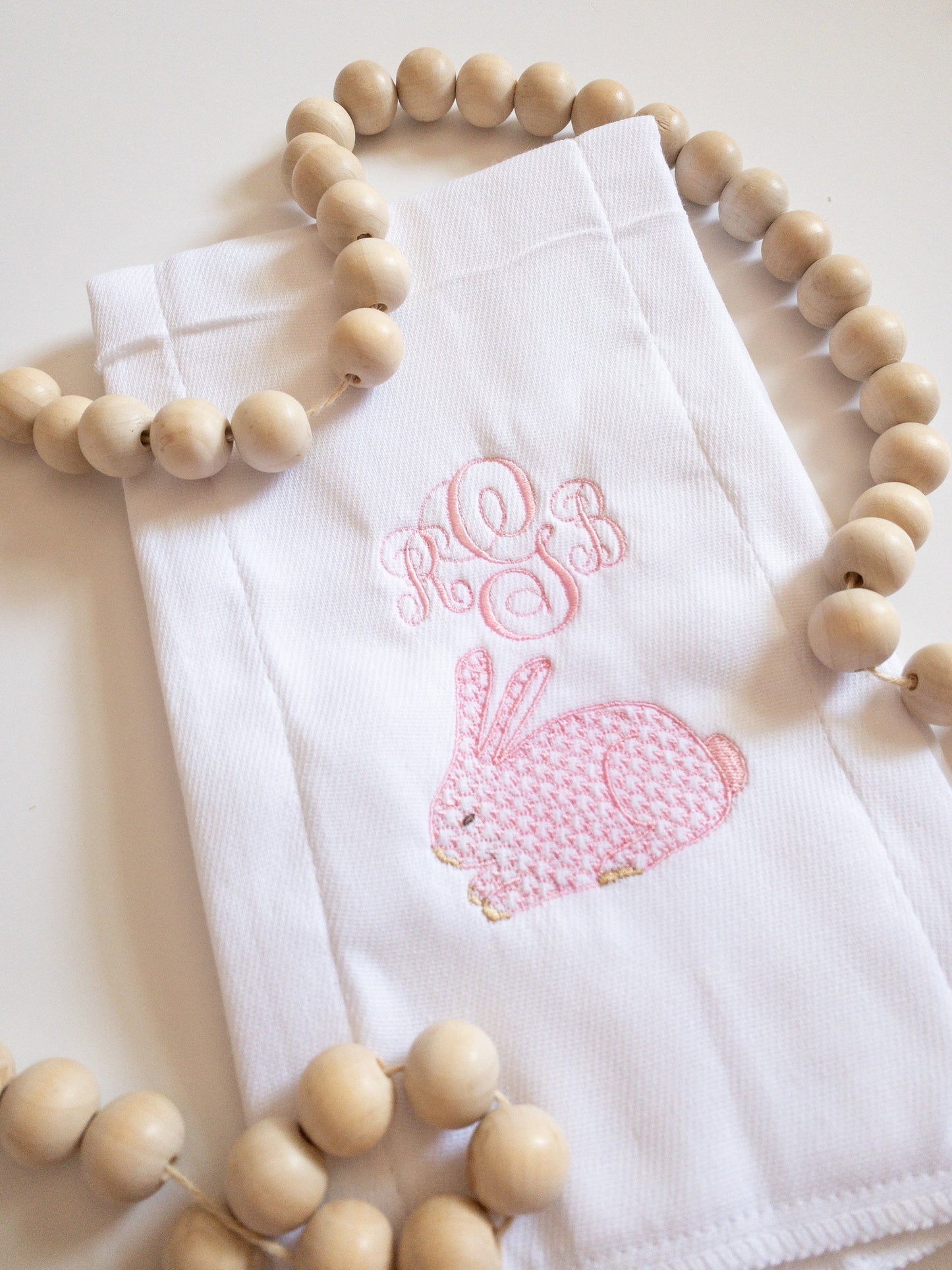 Bunny Monogrammed Baby Girl Burp Cloth