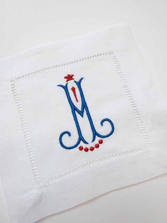 Monogram Cocktail Napkins, Personalized Drink Napkins - #108