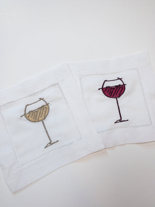 Wine Linen Cocktail Napkin, Wine Enthusiast Gift, Wine Gift