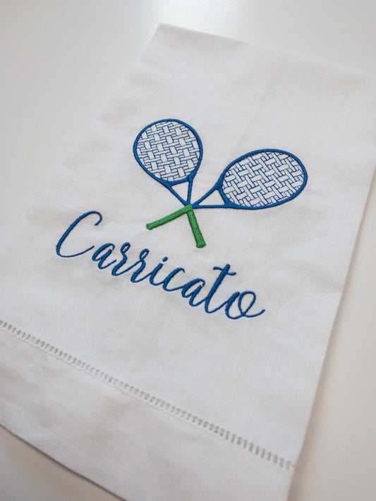 Personalized Tennis Hand towel, Custom Tennis Themed Tea Towel