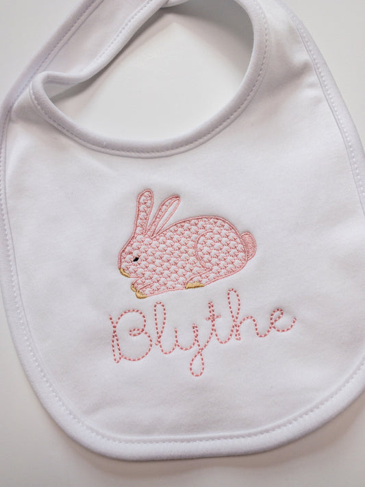 Personalized Baby Bunny Bib, Custom Bunny Baby Bib