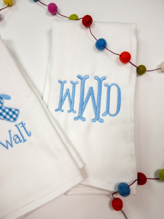 Baby Boy Monogrammed Burp Cloth, Boys Personalized Burp Cloth, Masculine Monogrammed Baby Burp Cloth