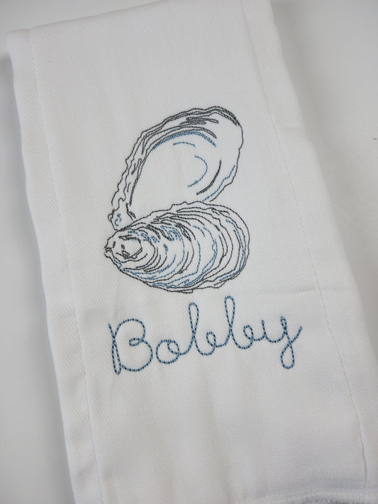 Personalized Oyster Baby Burp Cloth - Oyster Burp Cloth - Baby Shower Gift