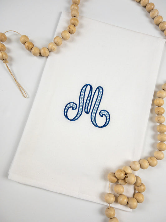 Single letter Monogrammed Cotton Hand Towel, Kitchen Towel, Guest Towel, Personalized Hand Towel, Flour Sack Hand Towel