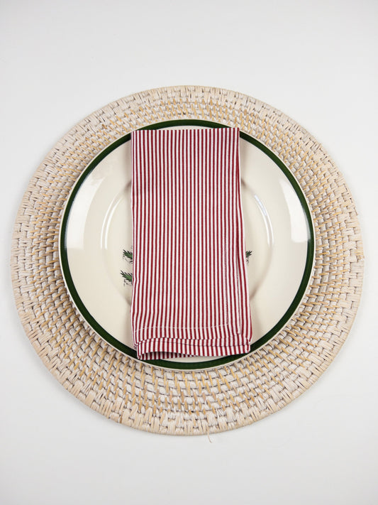 Set of 4 Red and White Striped Cotton Cloth Napkins, Add a Monogram Custom Napkins, Christmas Napkins, Christmas Dinner Napkins