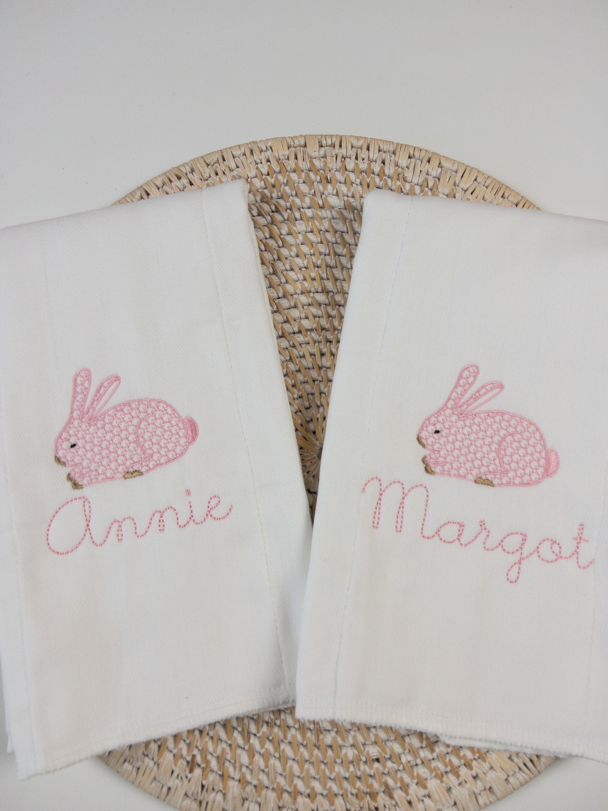 Personalized Bunny Burp Cloth, Baby Girl Bunny Diaper Burp Cloth, Monogrammed Baby Gift, Personalized New Baby Gift