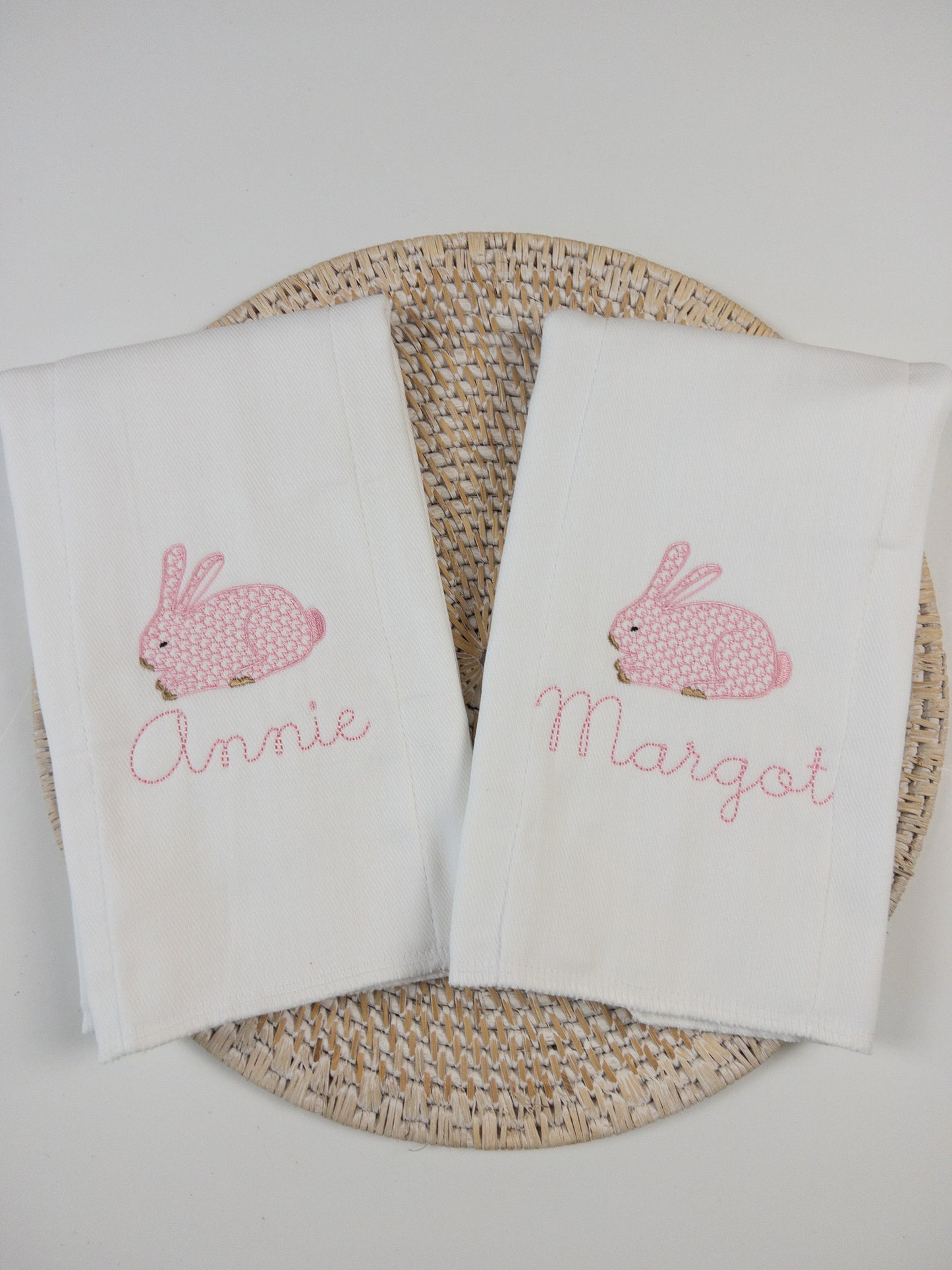 Personalized Bunny Burp Cloth, Baby Girl Bunny Diaper Burp Cloth, Monogrammed Baby Gift, Personalized New Baby Gift