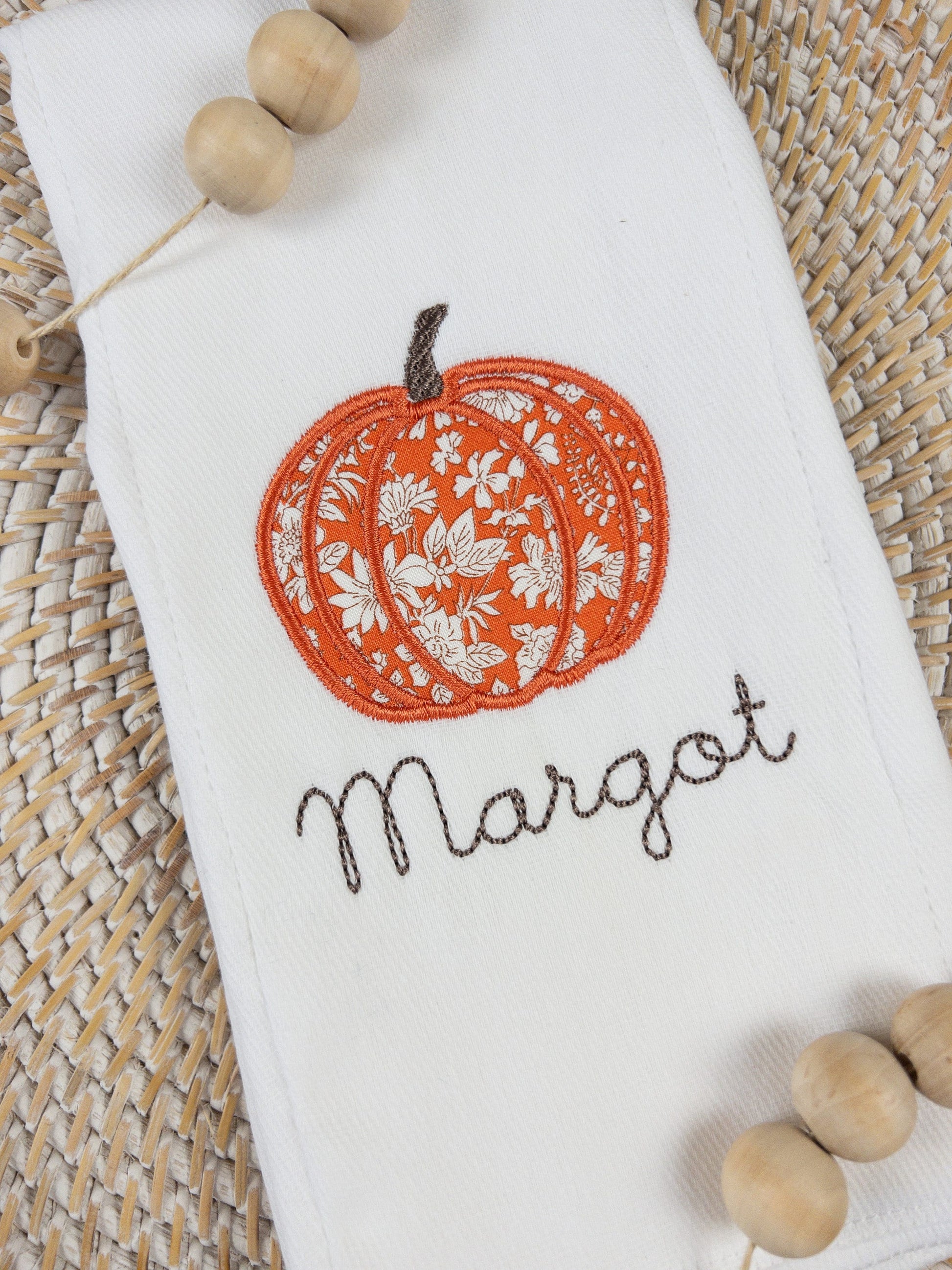 Personalized Pumpkin Burp Cloth, Fall Burp Cloth, Pumpkin Applique Burp Cloth