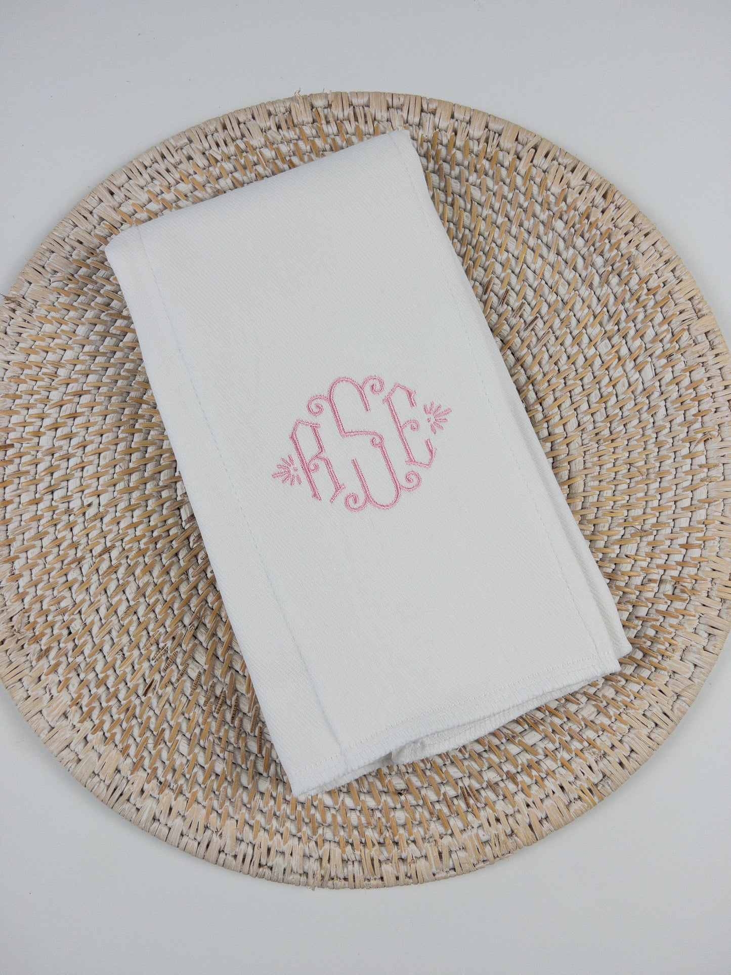 Monogrammed Baby Girl Burp Cloth, White Burp Cloth Embroidered in a custom monogram