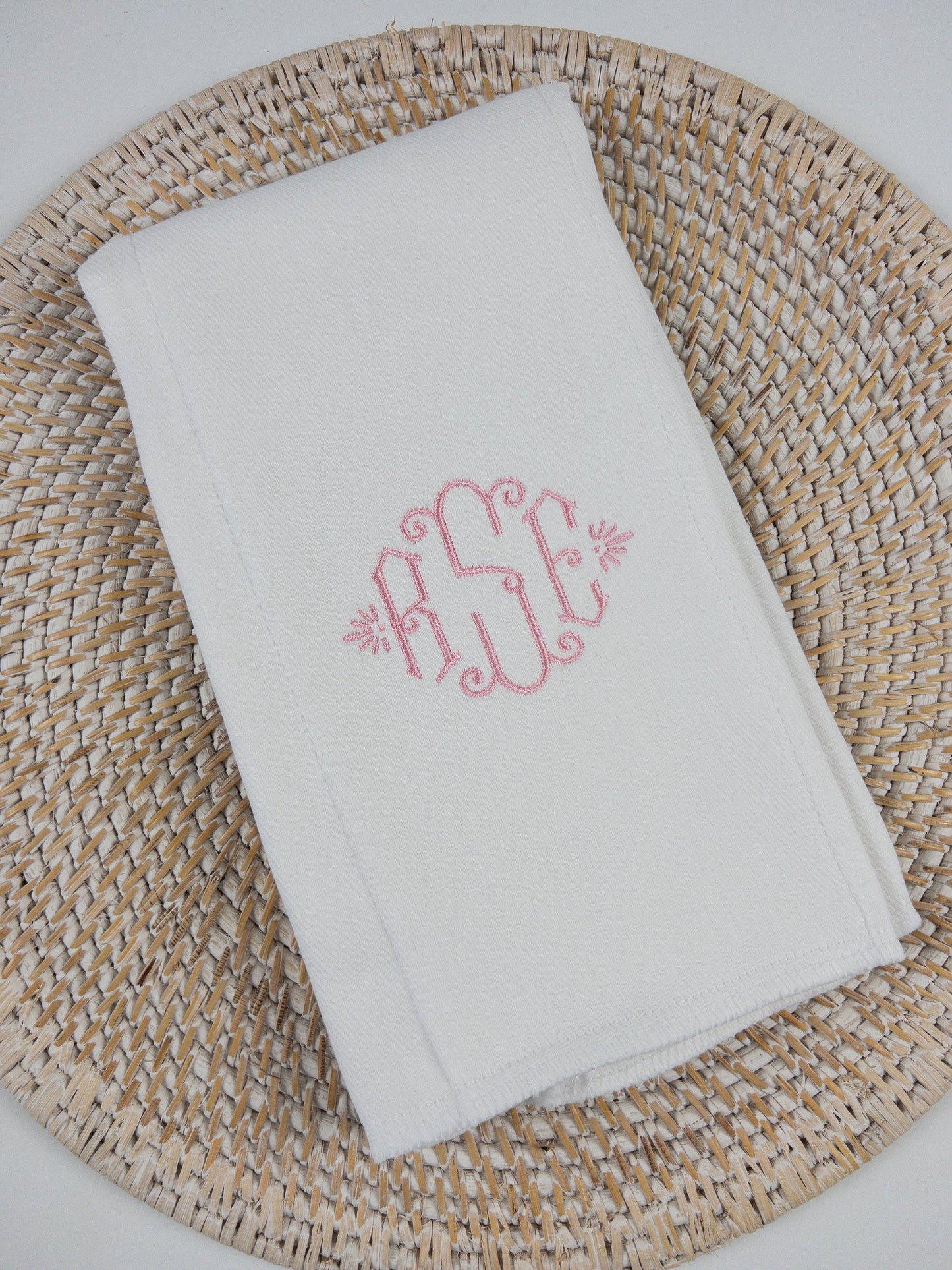 Monogrammed Baby Girl Burp Cloth, White Burp Cloth Embroidered in a custom monogram