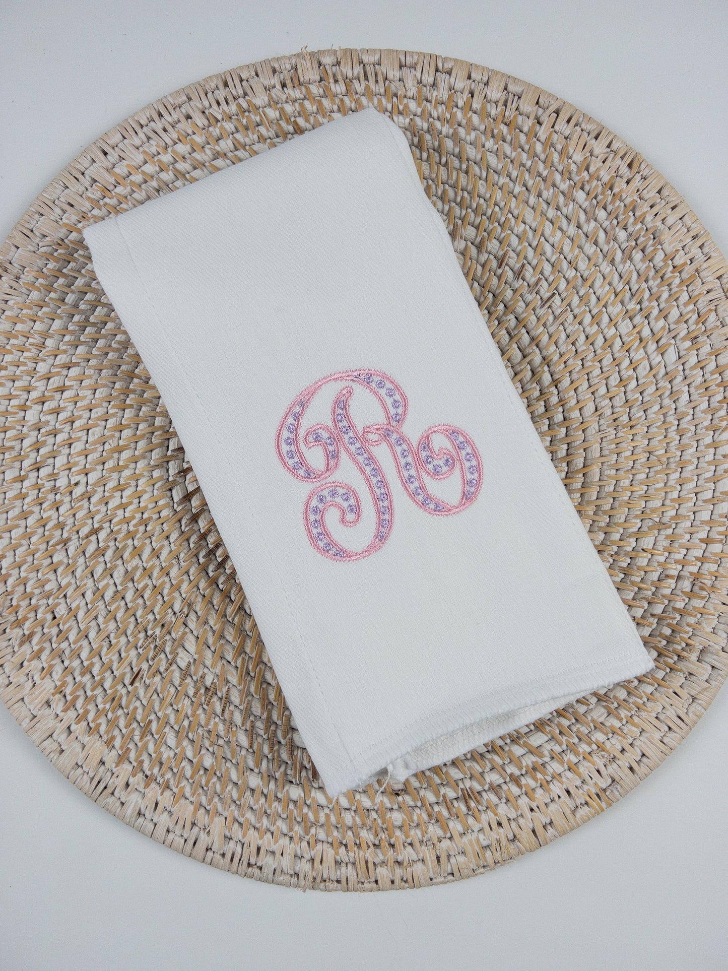 Cute Monogrammed Burp Cloth, Two color Monogram Girly Burp Cloth, Classic Baby Gift, Thoughtful Baby Gift